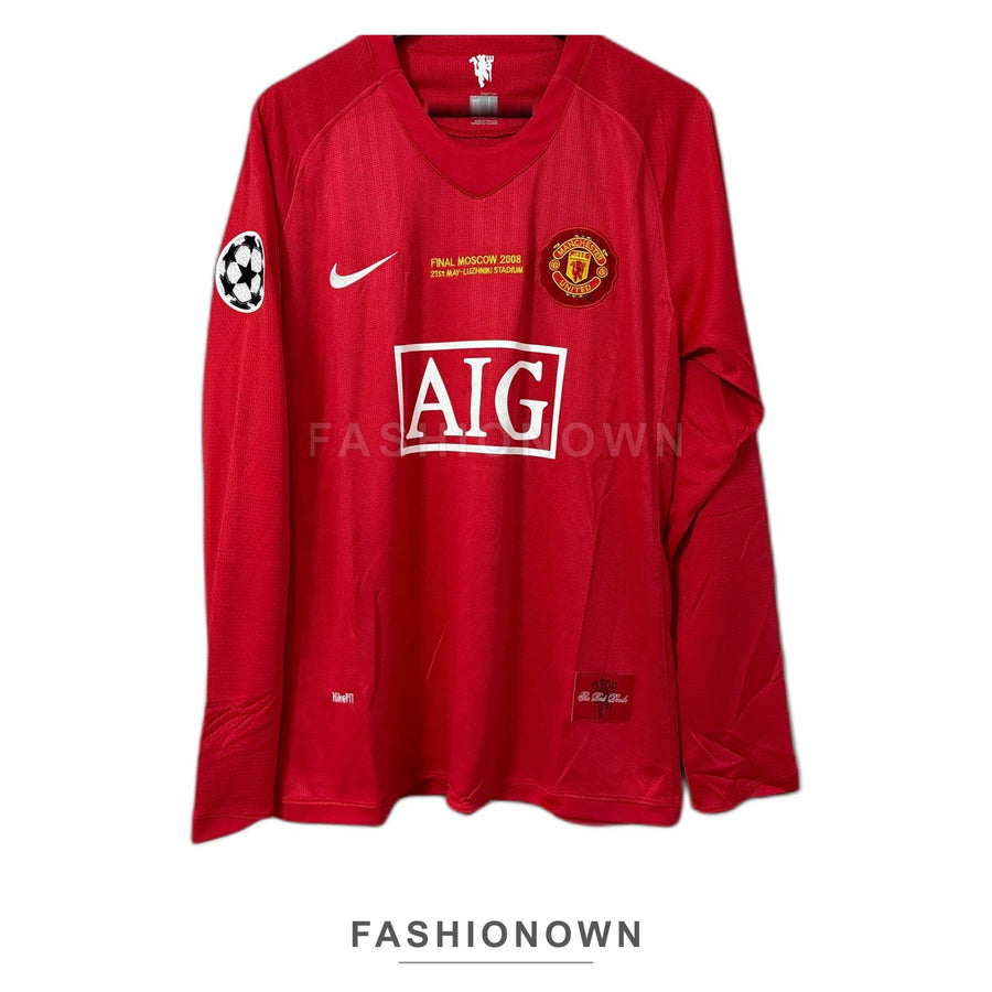 Manchester United 2007/08 Home (UCL Final) Long-Sleeve Retro Soccer Jersey