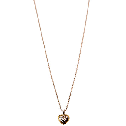Two-Tone Sculpted Heart Pendant 925/750 Silver