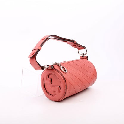 760170 Diagonal Stitch Calfskin Blondie Mini Barrel Bag Pink