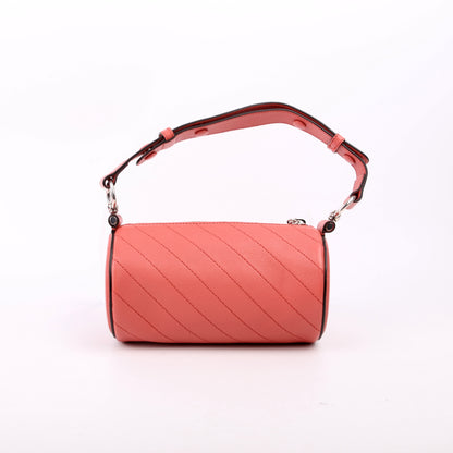 760170 Diagonal Stitch Calfskin Blondie Mini Barrel Bag Pink