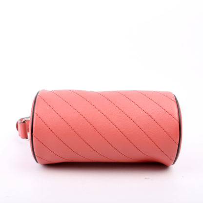 760170 Diagonal Stitch Calfskin Blondie Mini Barrel Bag Pink