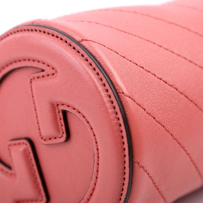760170 Diagonal Stitch Calfskin Blondie Mini Barrel Bag Pink