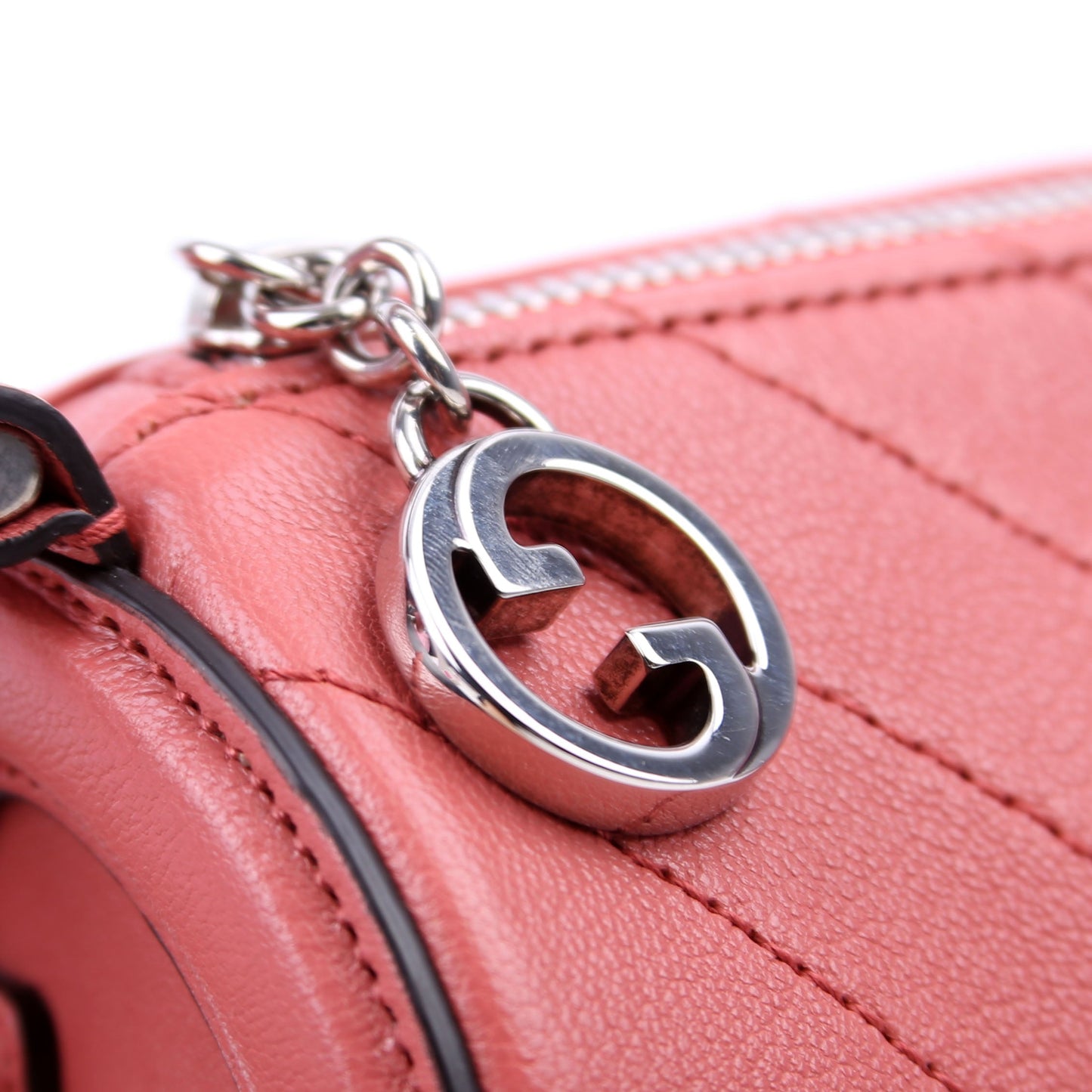 760170 Diagonal Stitch Calfskin Blondie Mini Barrel Bag Pink
