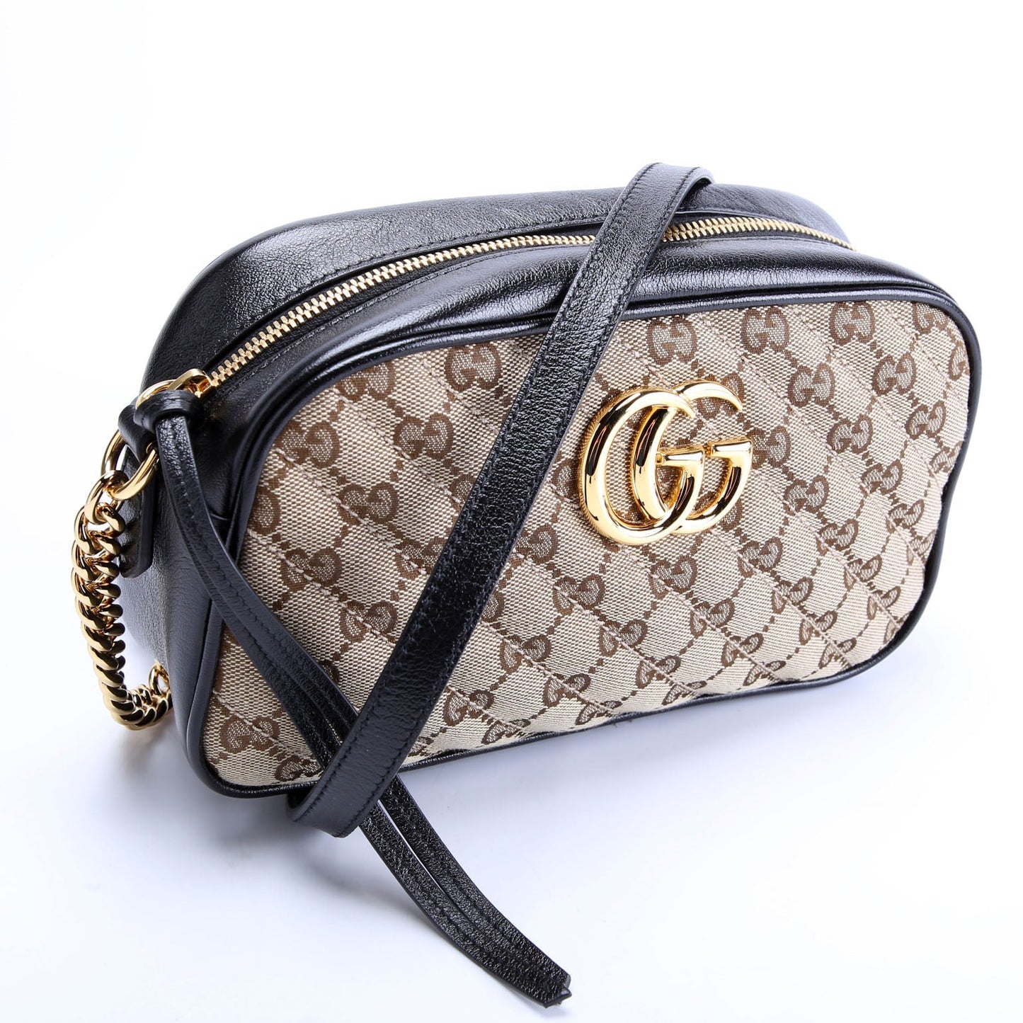 447632 Marmont Small Canvas Camera Black/Brown