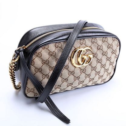 447632 Marmont Small Canvas Camera Black/Brown