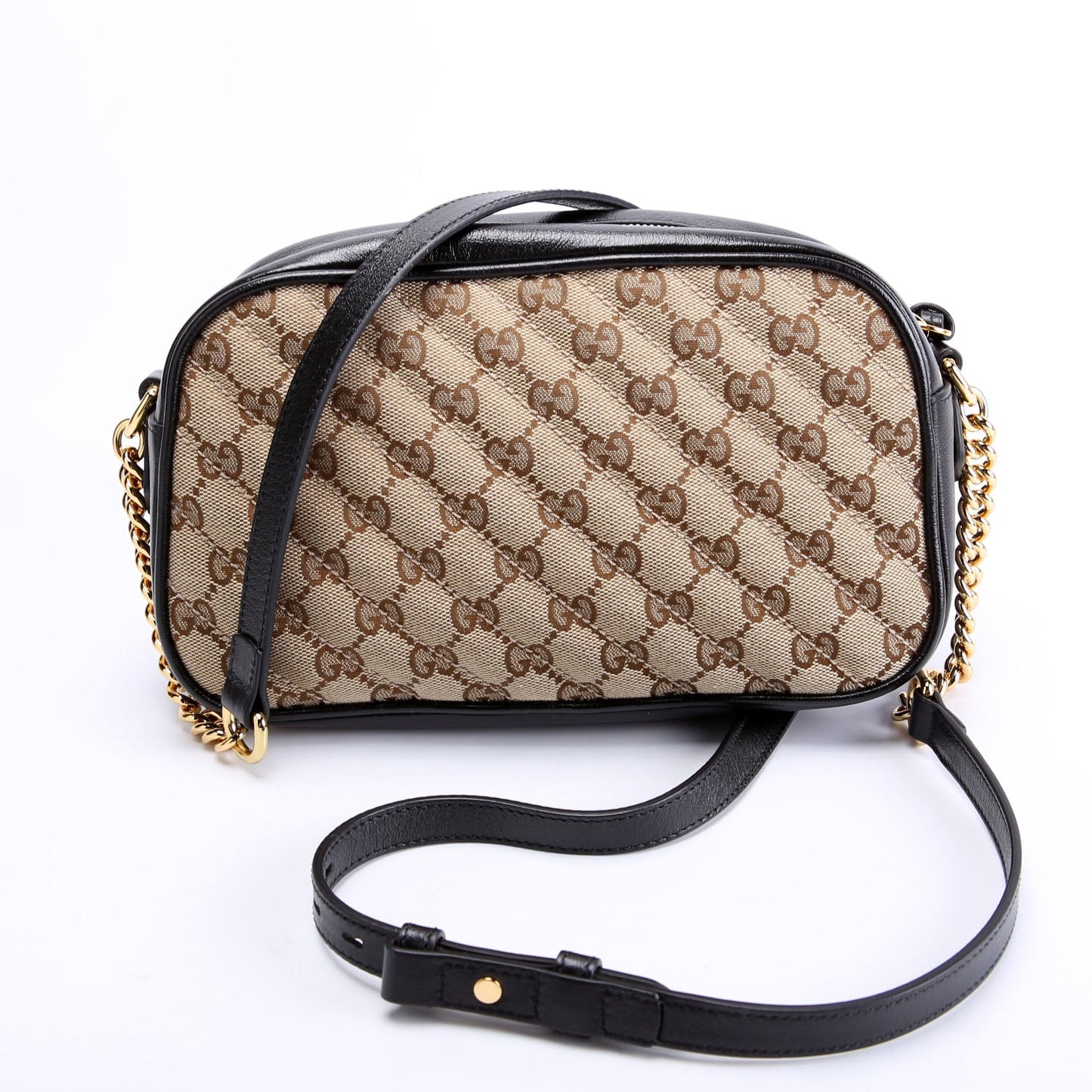 447632 Marmont Small Canvas Camera Black/Brown