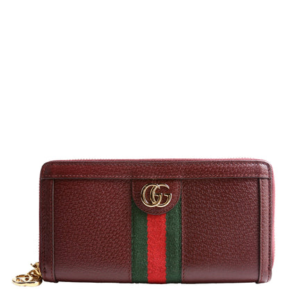 523154 Leather Ophidia Zip Wallet Burgundy/Red/Green