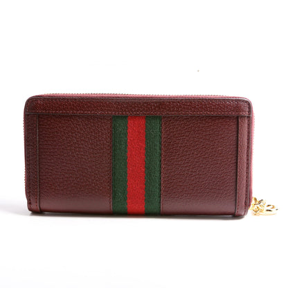 523154 Leather Ophidia Zip Wallet Burgundy/Red/Green