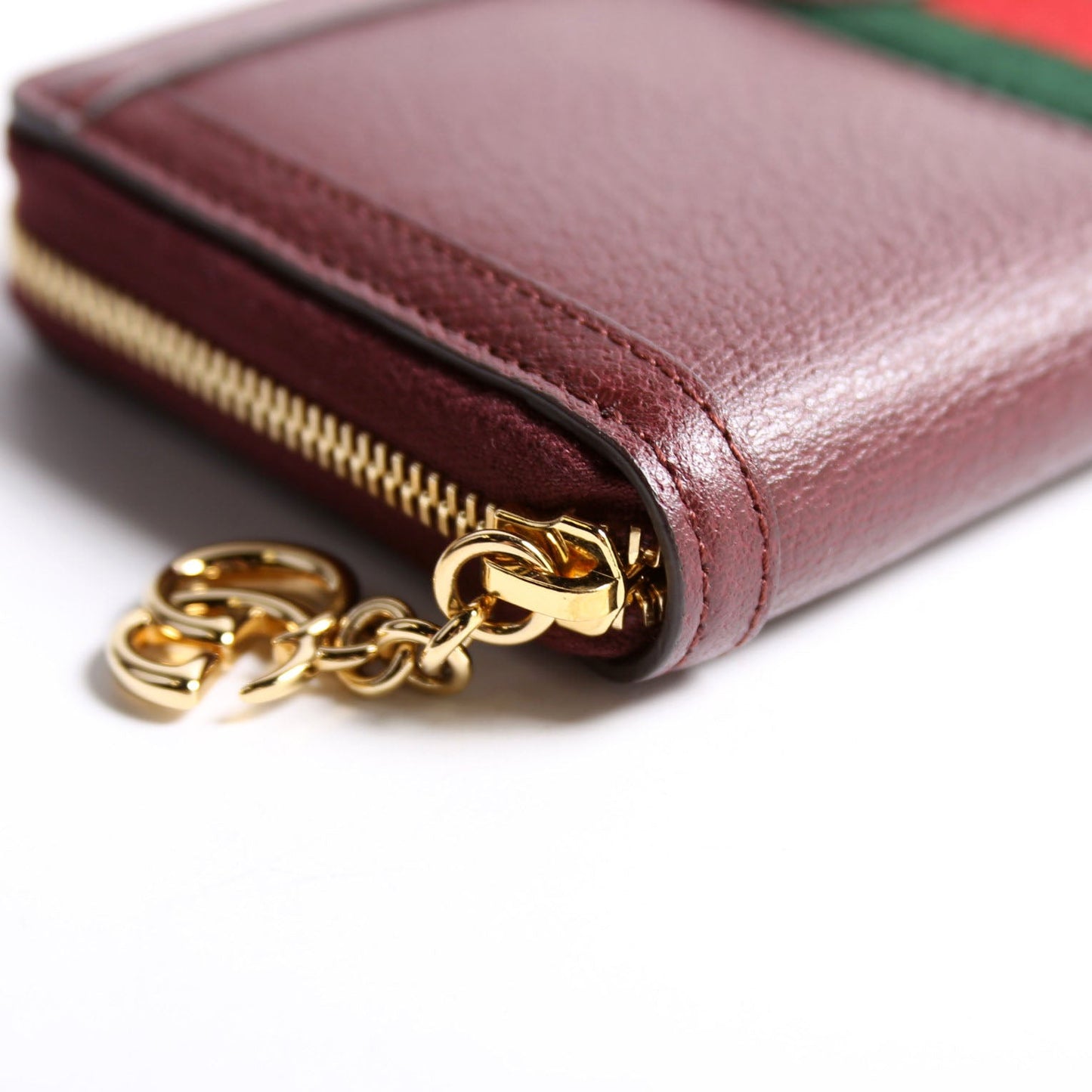 523154 Leather Ophidia Zip Wallet Burgundy/Red/Green