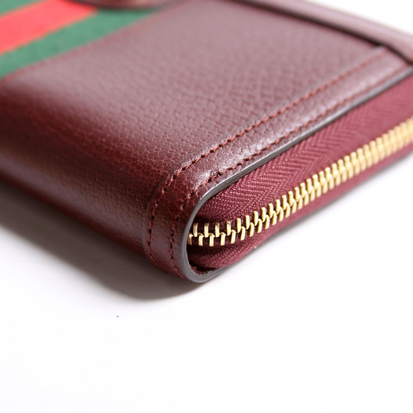 523154 Leather Ophidia Zip Wallet Burgundy/Red/Green