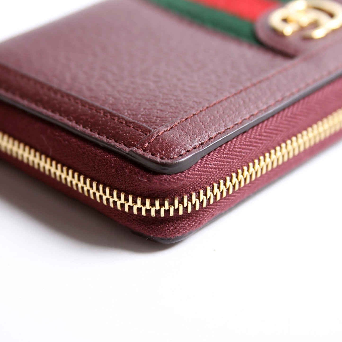 523154 Leather Ophidia Zip Wallet Burgundy/Red/Green