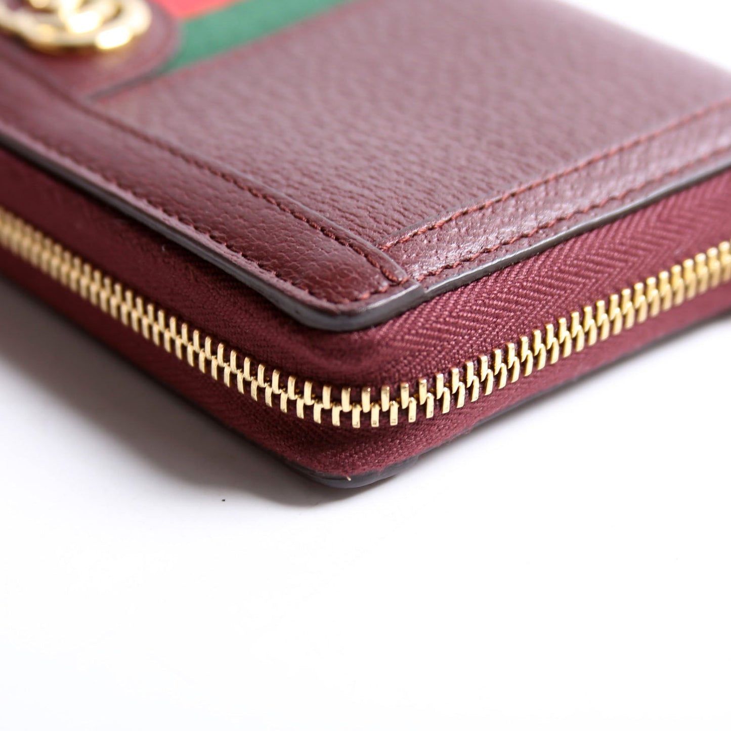 523154 Leather Ophidia Zip Wallet Burgundy/Red/Green