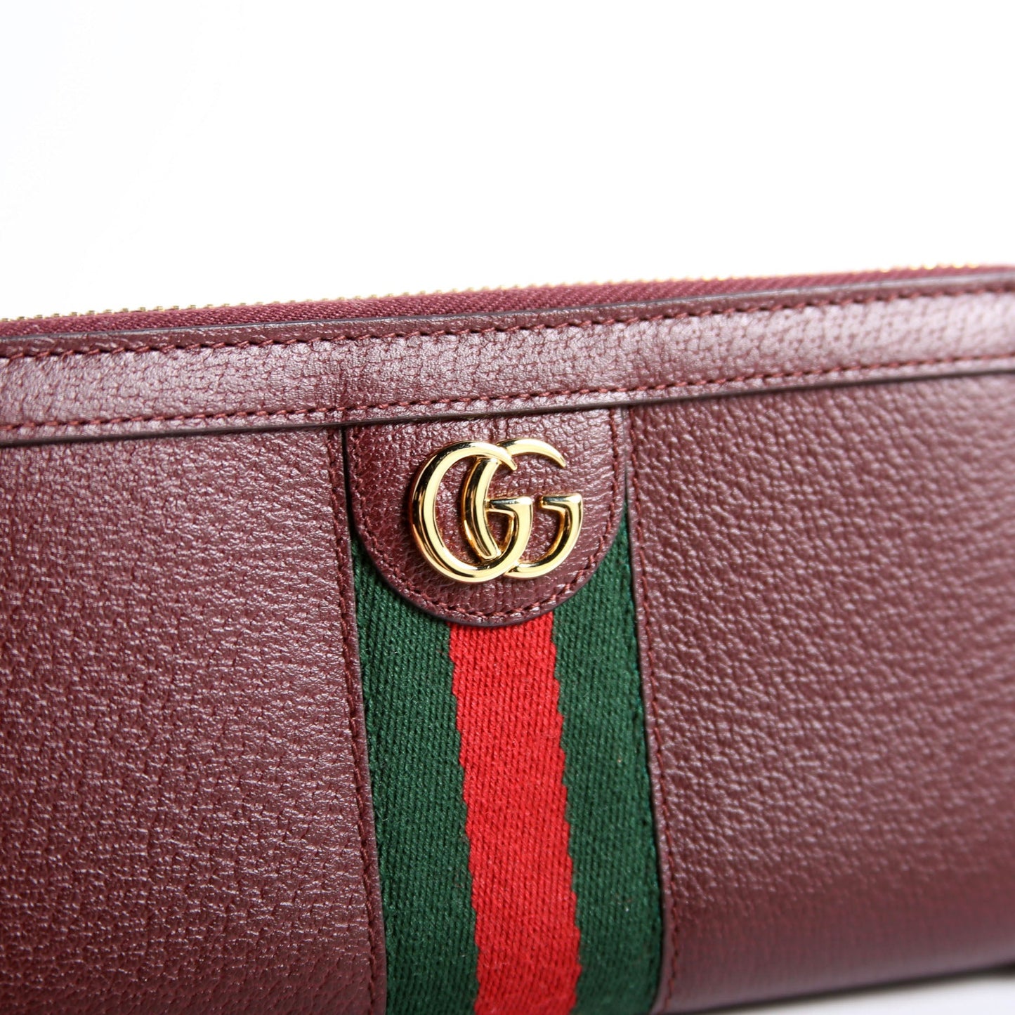 523154 Leather Ophidia Zip Wallet Burgundy/Red/Green