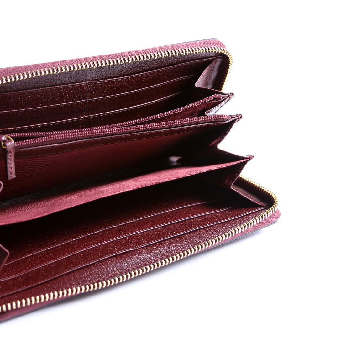 523154 Leather Ophidia Zip Wallet Burgundy/Red/Green