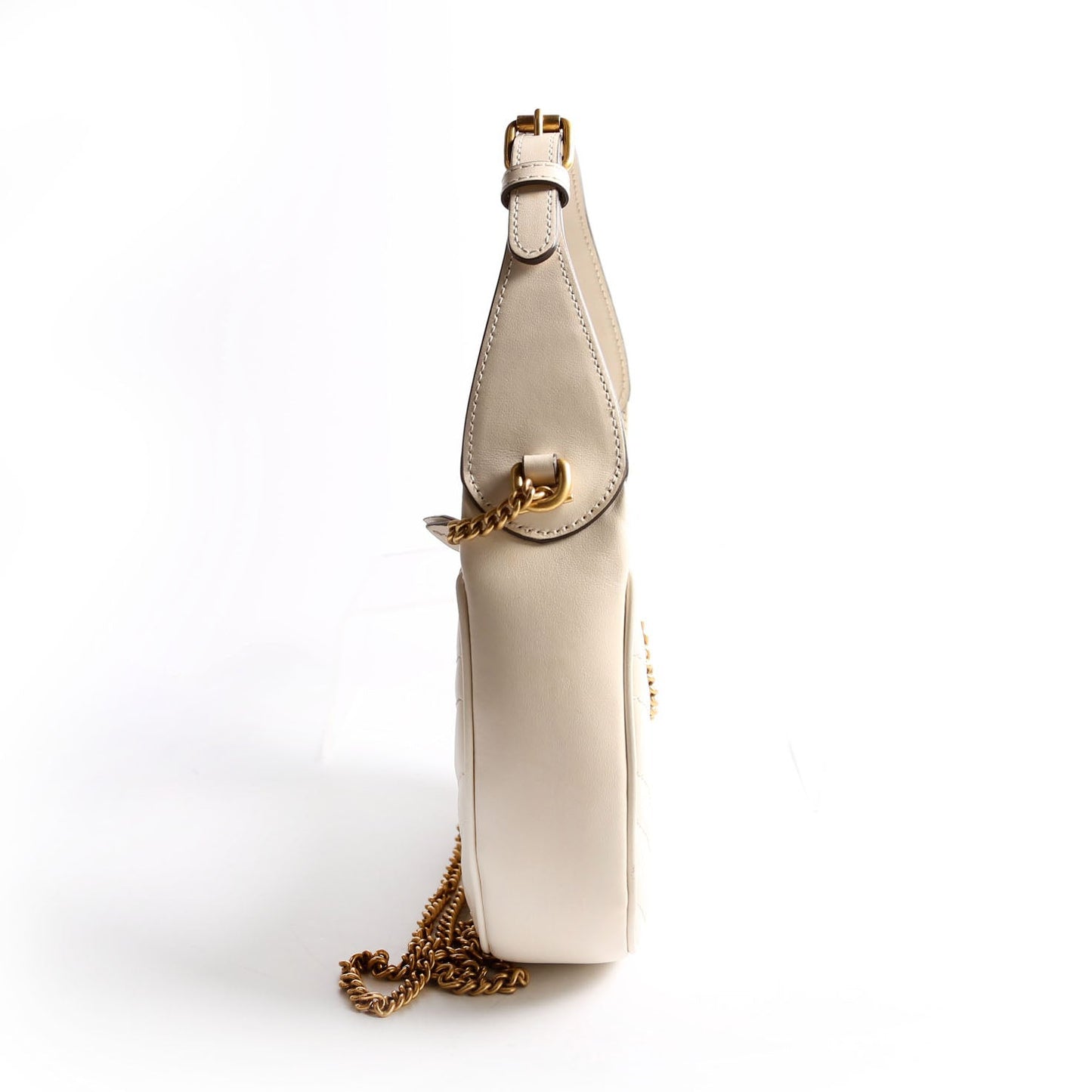 699514 GG Marmont Half-Moon Mini Bag Ivory