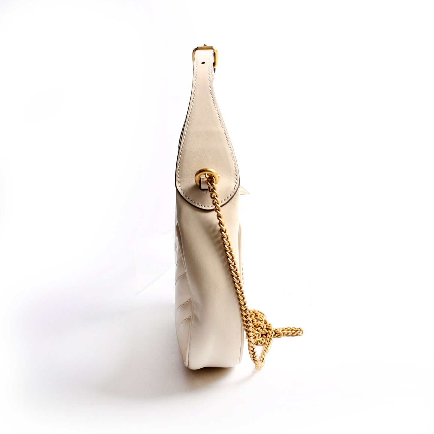 699514 GG Marmont Half-Moon Mini Bag Ivory