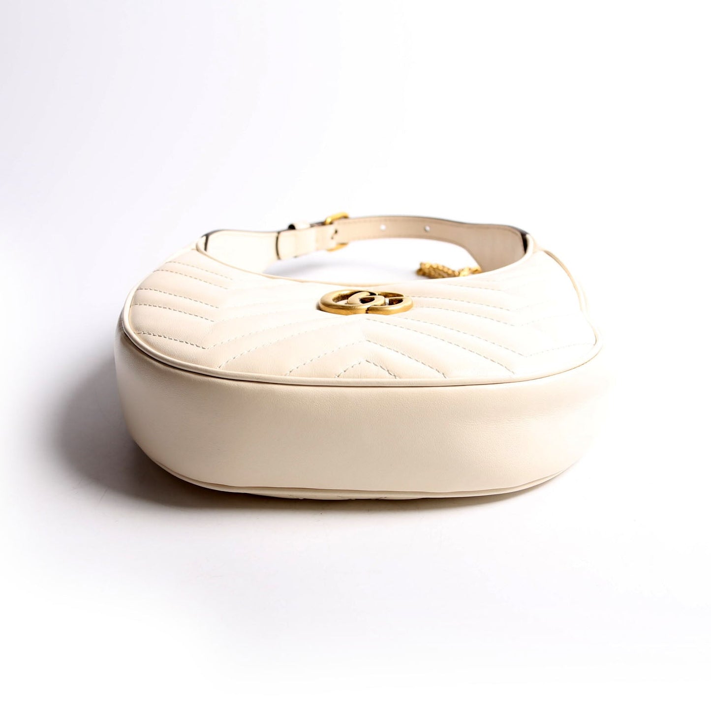 699514 GG Marmont Half-Moon Mini Bag Ivory