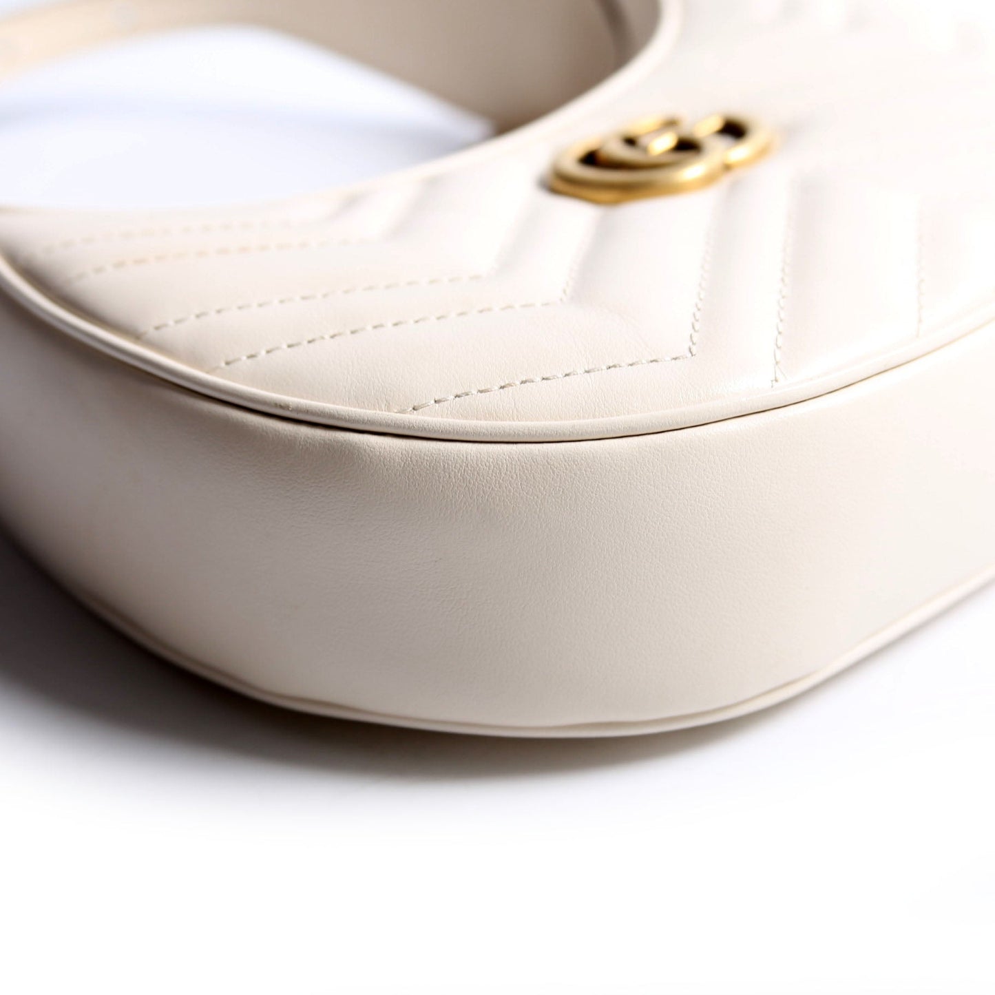 699514 GG Marmont Half-Moon Mini Bag Ivory