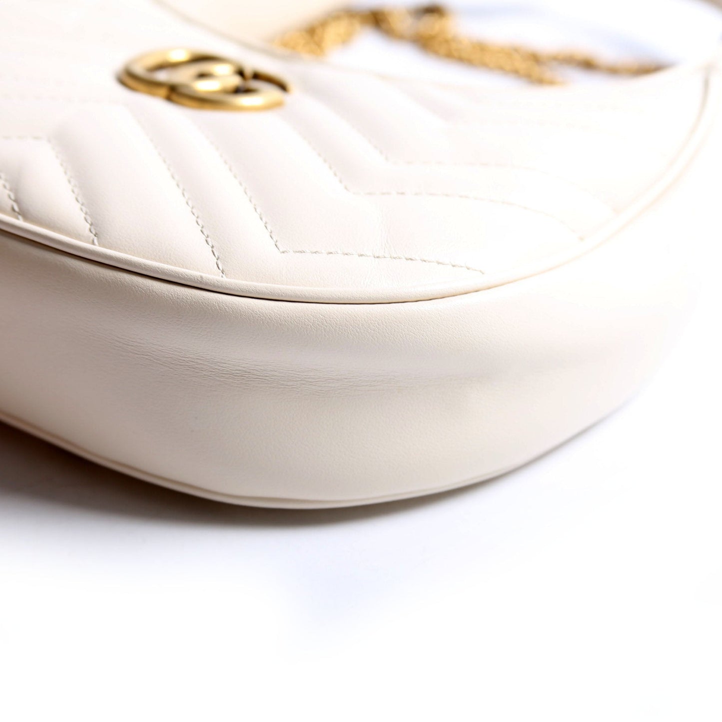 699514 GG Marmont Half-Moon Mini Bag Ivory