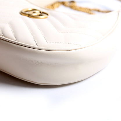 699514 GG Marmont Half-Moon Mini Bag Ivory