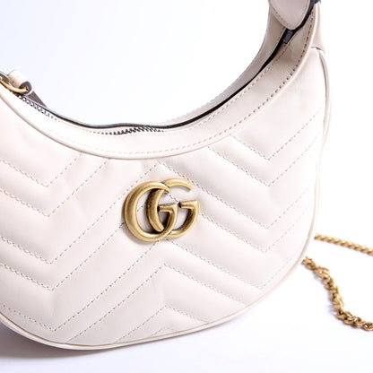 699514 GG Marmont Half-Moon Mini Bag Ivory