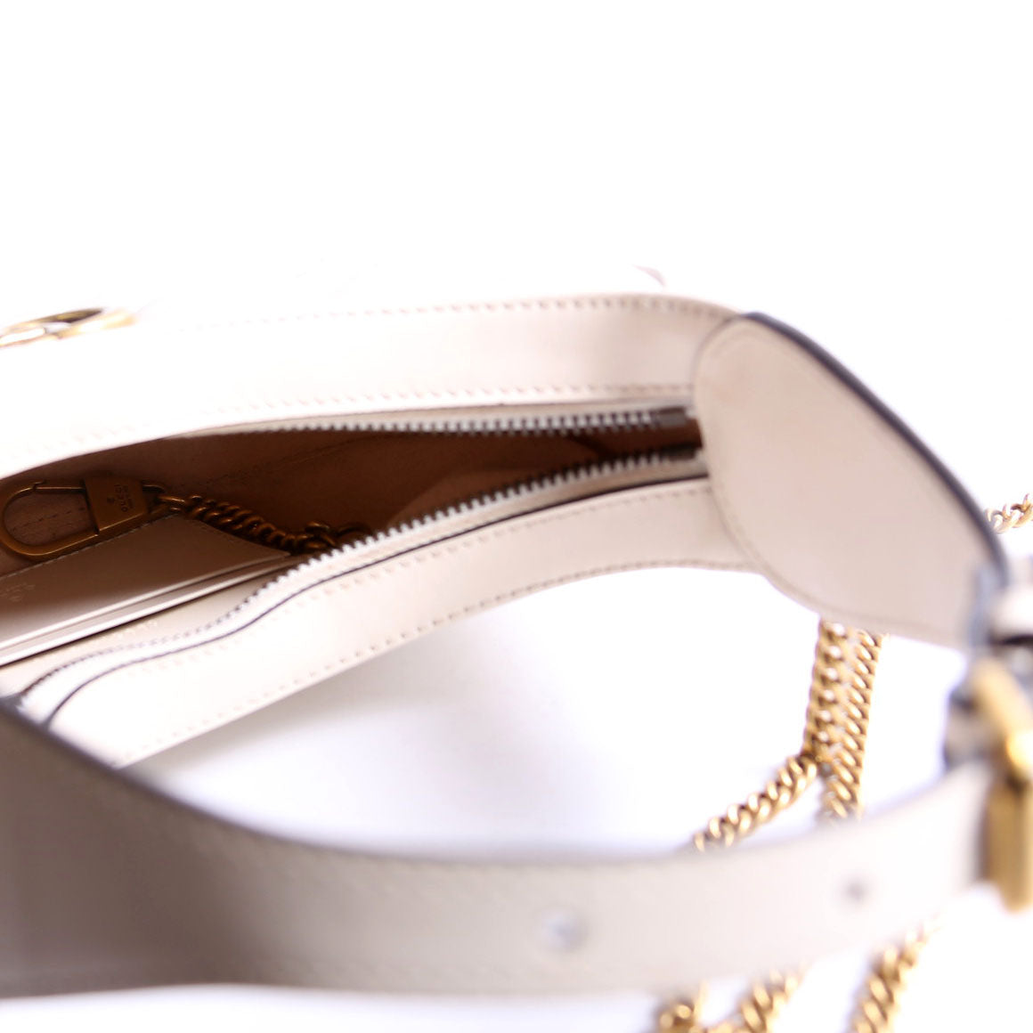 699514 GG Marmont Half-Moon Mini Bag Ivory