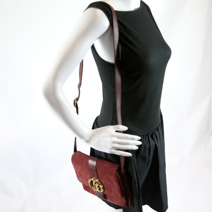 550126 Arli Flap Medium Suede Burgundy