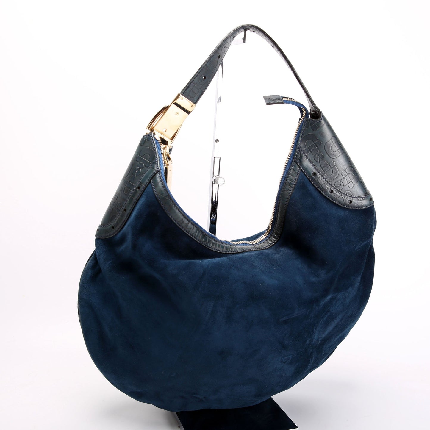 145764 Suede Glam Hobo Blue