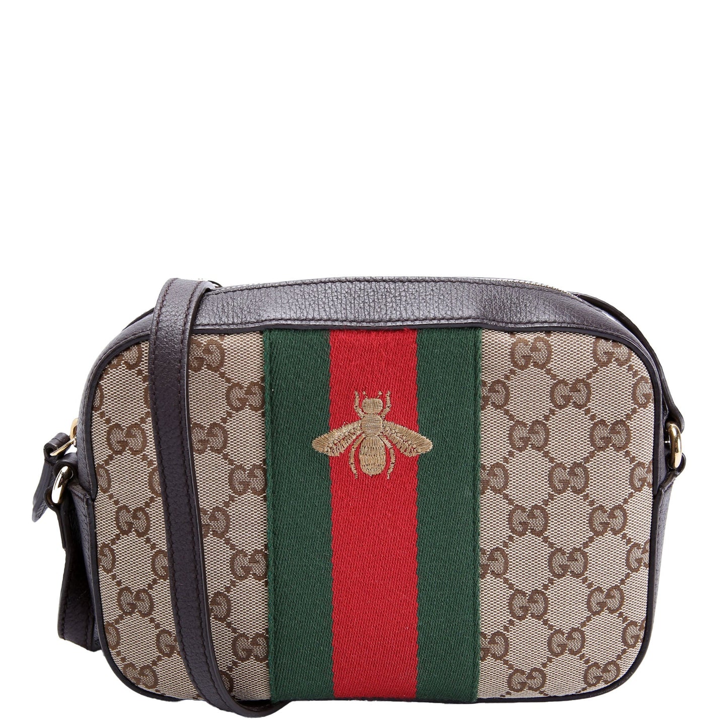 412008 GG Canvas Bee Camera Bag Brown
