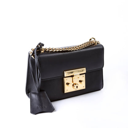 409487 Padlock Smooth Leather Black