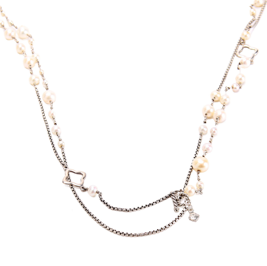 Pearl Quatrefoil Stations 925 Necklace