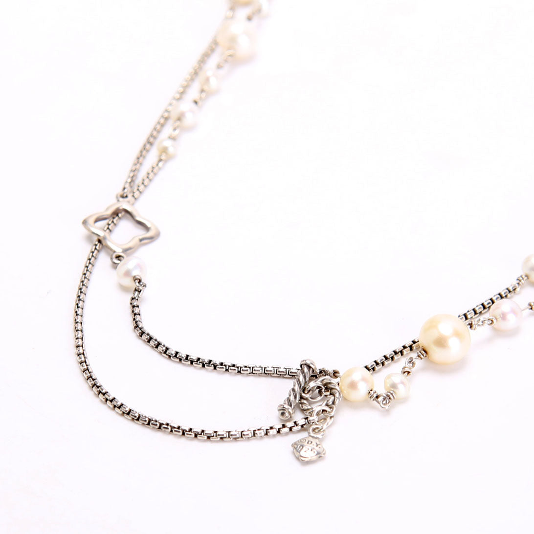 Pearl Quatrefoil Stations 925 Necklace
