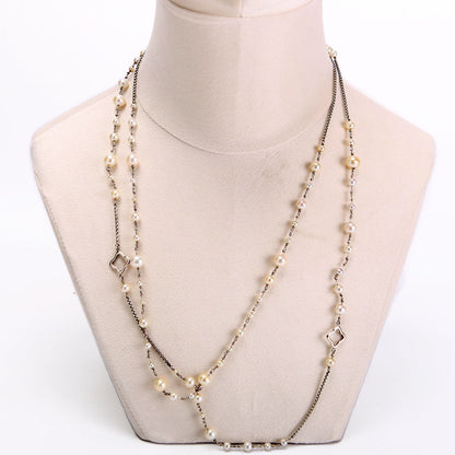 Pearl Quatrefoil Stations 925 Necklace