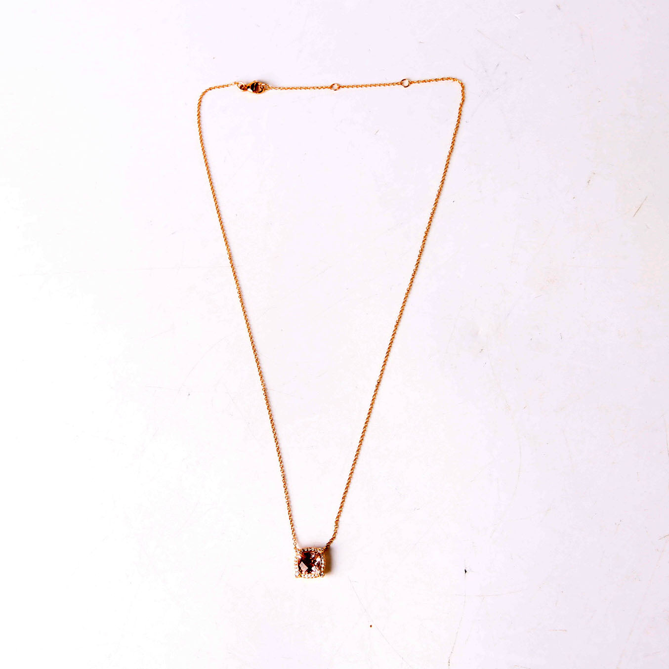 Petite Chatelaine 7MM Necklace 750/Morganite/Pave