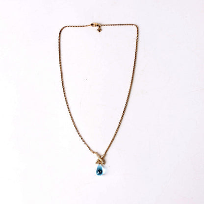 Crossover X Teardrop Pendant Necklace 925/Blue Topaz/Pave