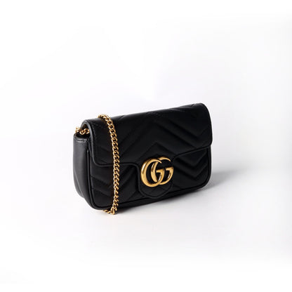 476433 Marmont Leather Super Mini Flap Black