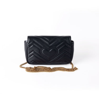 476433 Marmont Leather Super Mini Flap Black