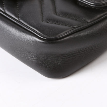 476433 Marmont Leather Super Mini Flap Black