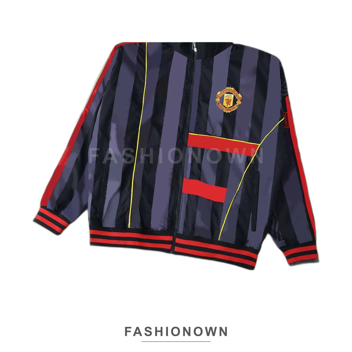 Manchester United 2025/26 Striped Windbreaker – Navy