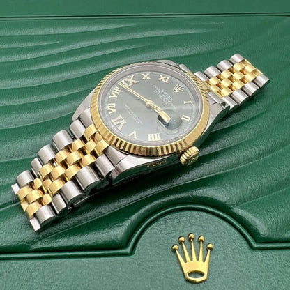 Rolex Datejust Green Dial 36 126233 Green Roman Diamond Dial Jubilee | Yellow Gold Steel Watch