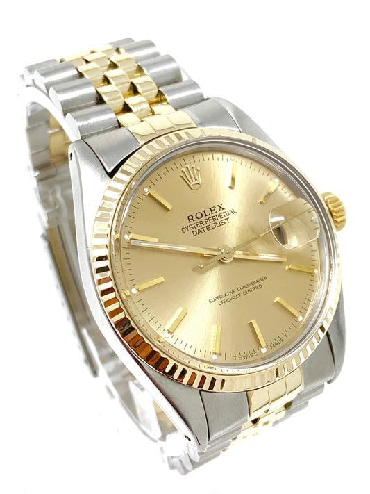 Rolex Datejust 36mm 16013 Champagne Dial Two-Tone Gold Watch