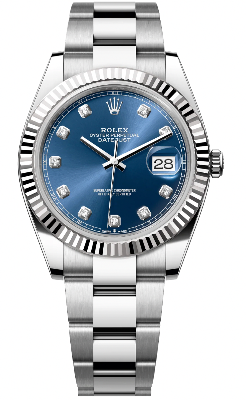 Rolex Steel and White Gold Rolesor Datejust 41mm - Oyster bracelet - Diamond dial 126334 bldj