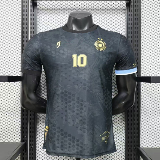 Argentina #10 Maradona Tribute Black Jersey – Player Edition