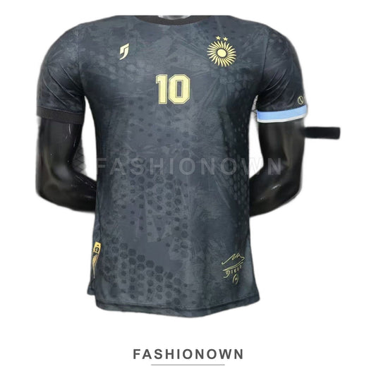 Argentina #10 Maradona Tribute Black Jersey – Player Edition