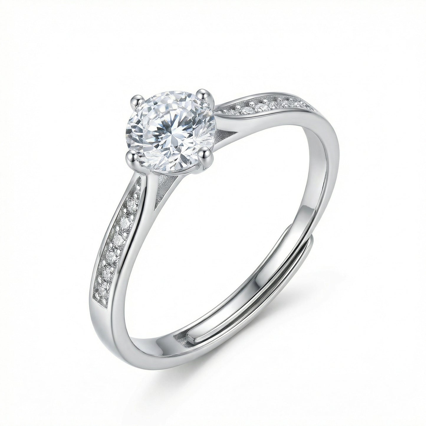 925 Sterling Silver Elegant Round Cut Solitaire Ring
