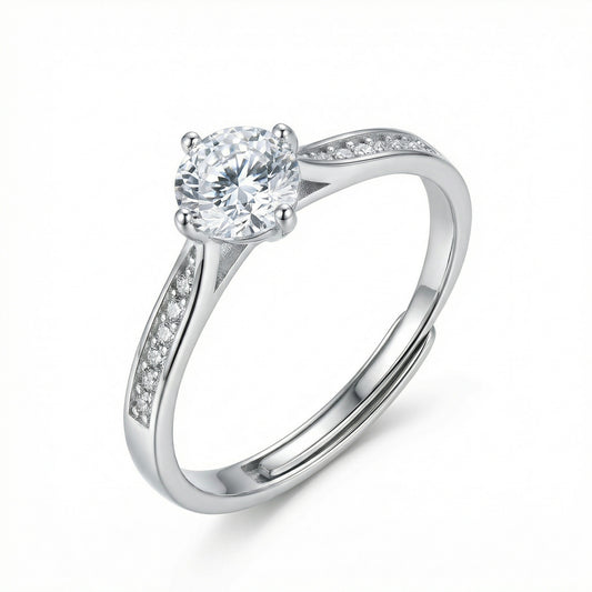 925 Sterling Silver Elegant Round Cut Solitaire Ring