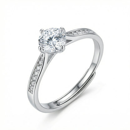 925 Sterling Silver Elegant Round Cut Solitaire Ring