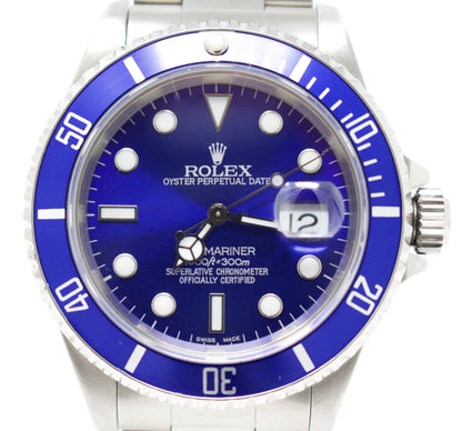 Rolex Submariner 16610 40mm Oystersteel Dive Watch Blue Dial