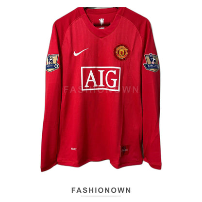 Manchester United 2007/08 Home (League) Long-Sleeve Retro Jersey