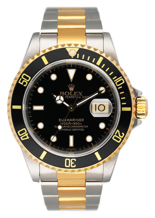Rolex Submariner Date 16613LN Two-Tone Black Dial Box & Papers
